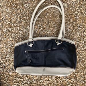 Tignanello black/tan leather satchel bag